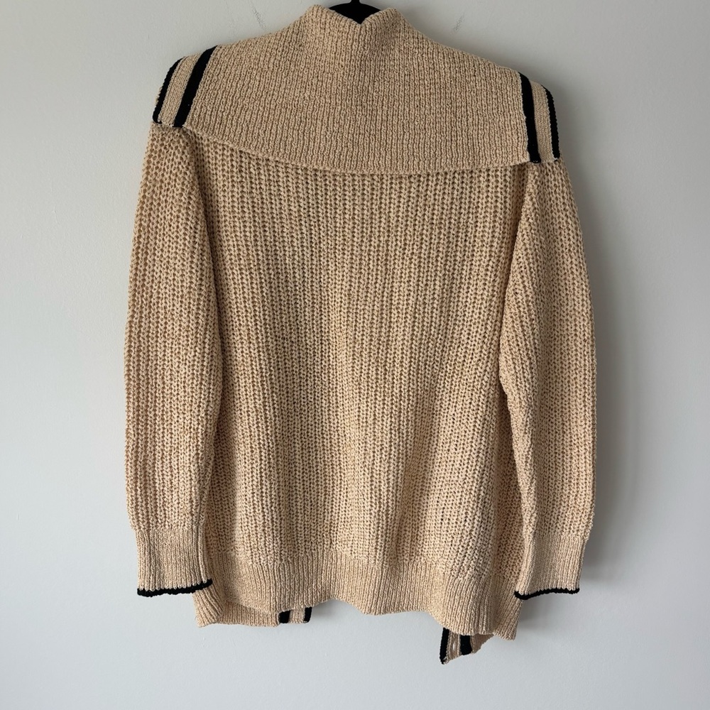 J. Crew Cream Knit Sailor Collar Cardigan with Black Trim - Picture 8 of 9
